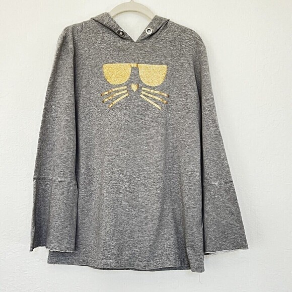 Karl Lagerfeld Tops - Karl Lagerfeld Hoodie With Gold Glitter Cat Size Medium